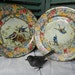 birds and nests...old chintz metal plates....pair....SALE...was 49..