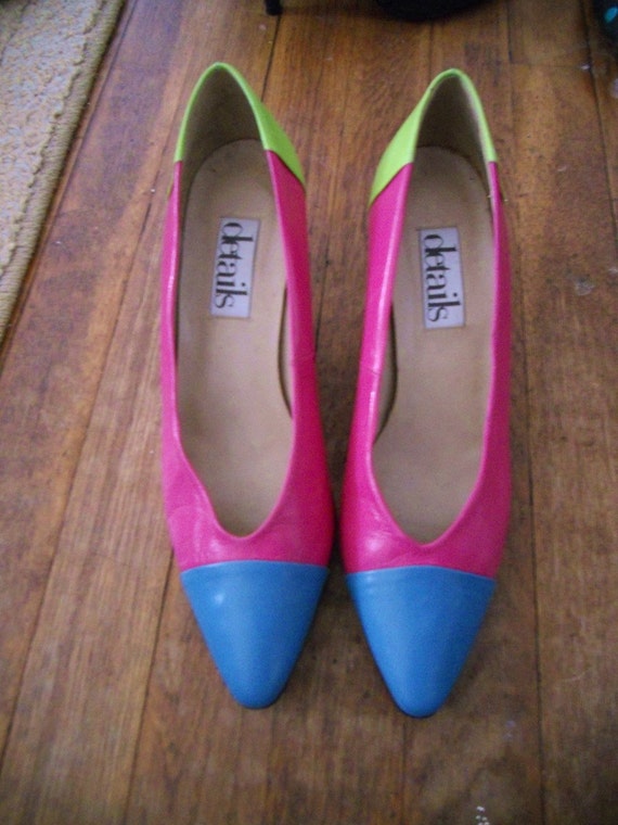 neon block heels