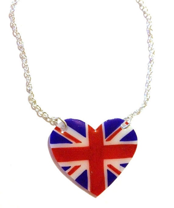 Union Jack Heart Necklace Patriotic Flag Jewellery for