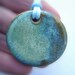 Misty Morning landscape Circle Pendant Earth tones Necklace Stoneware Jewelry by sugargrovepottery on etsy
