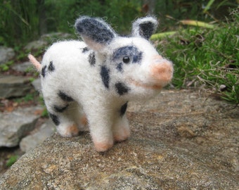 Teacup pig, needle felted animal sculpture