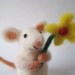 Mouse blossom, needle felted animal