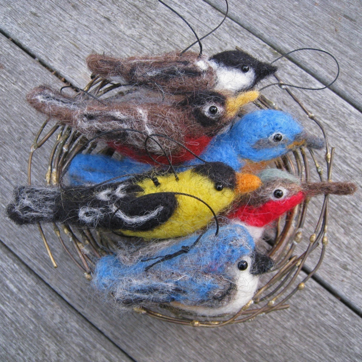 One bird ornament needle felted