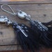 The Raven Witch. Black feather, deer antler slice, gypsy bell and tourmaline earrings. ooak