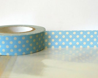 Pastel BLUE Polka Dots Japanese Washi Tape - 15mm Gift Package, Cardmaking