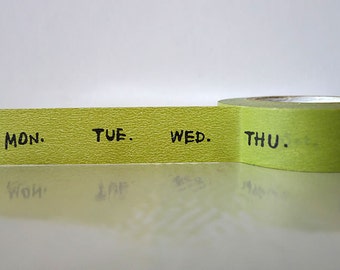 Green Days Japanese Washi Tape - Days of the Week Masking Tape