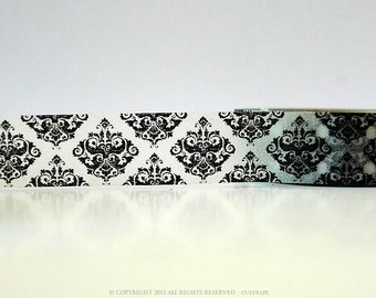 Black Damask Tape Black and White Damask Washi Tape (Chugoku) Paper Tape
