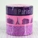 PURPLE Paris Map Monuments Washi Japanese Tape Set of 3
