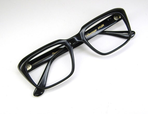 Vintage Mens Black Horn Rim Eyeglasses Frame Nos