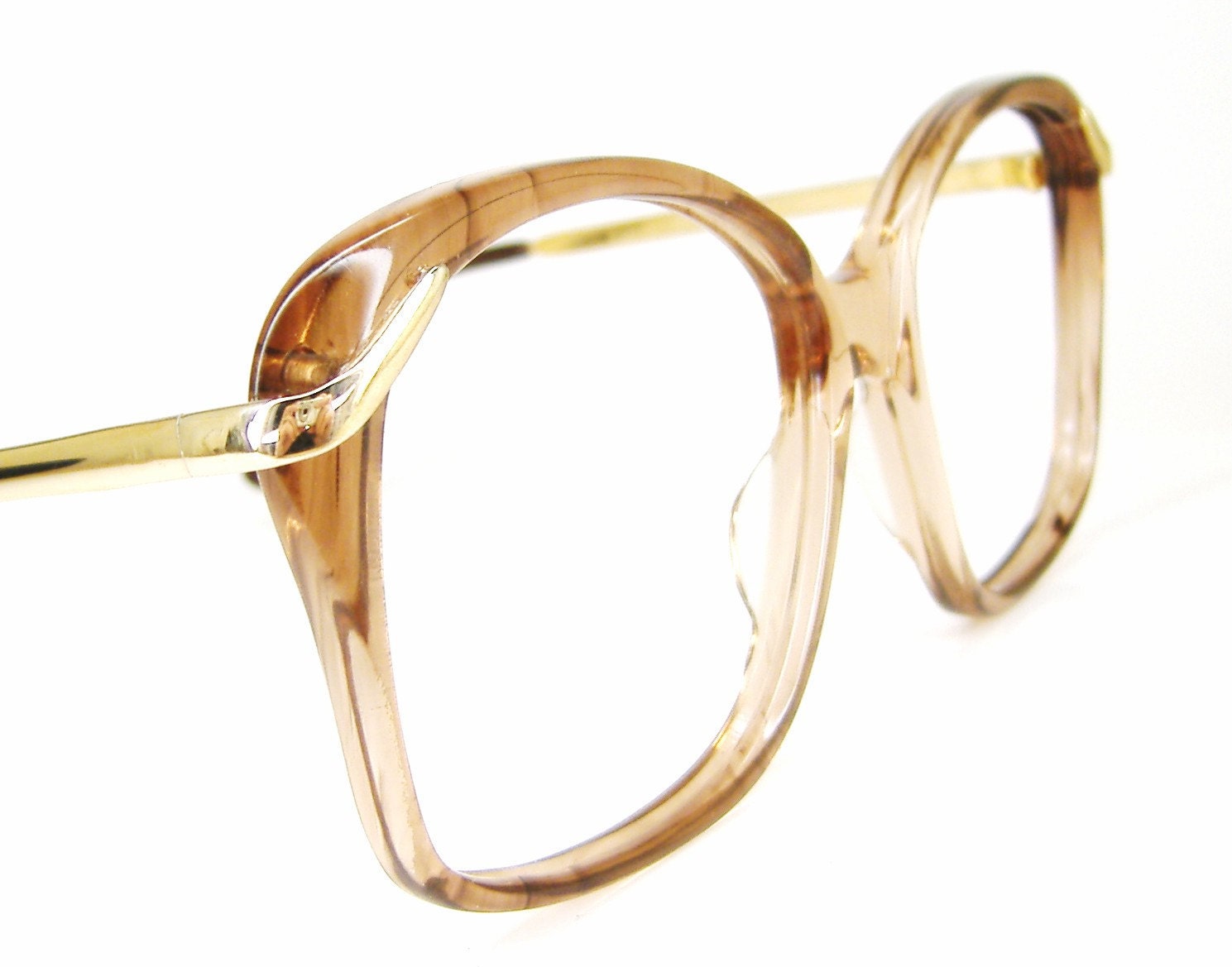 Vintage 1960s Brown Big Lens Eyeglasses by VintageOpticalFrames