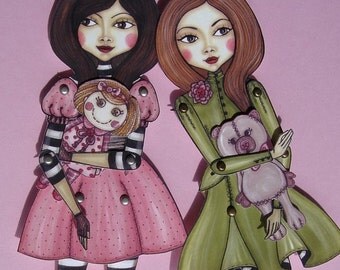 Sisters-Articulated Paper Dolls (already cut and assembled)