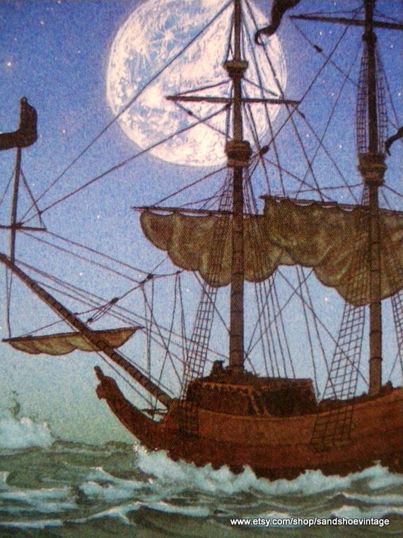 The Jolly Roger pirate ship PETER PAN print