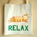 SALE - Cat Tote Bag, Handpainted Eco Friendly Natural , gift under 25 for pet lovers