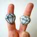 Stone Jewelry Diamond Ring, Hand Painted Whimsy Art Ring - Adjustable, geometric triangle gift under 25