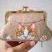 RESERVED for PARICHARD- Cat Purse - Hand Paint Orange Tabby Cat Purse - Beige Leather Purse - kitty cat purse - wallet , kitty paws