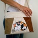 Cat Shoulder Bag, Faux Leather Messenger bag, Hand Painted calico cat , gift for cat lovers