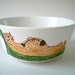 Full Fat Cat with Fish Bone - Hand Paint Bowl , unique fun kitchen decor