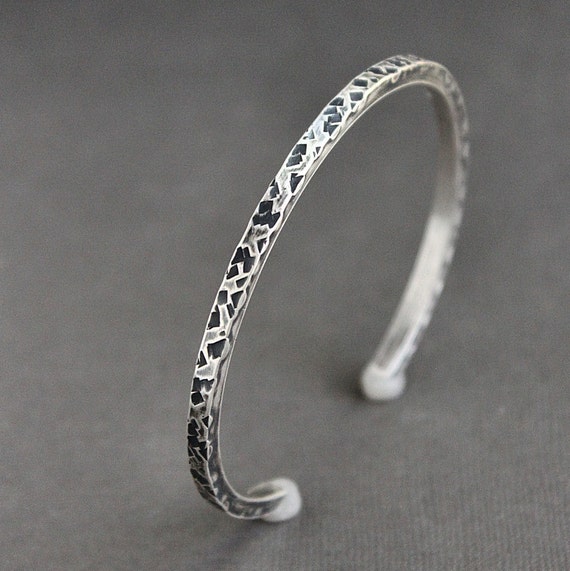 Mens Cuff Bracelet Sterling Silver Hammered by LynnToddDesigns