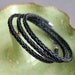 Leather Wrap Bracelet Black Square Braid Sterling Silver Clasp