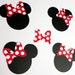 30 - 2.5" Minnie Mouse Head Silhouettes Black Cutouts Red and White Polka Dot Bows Not Attached Die Cut Paper Scrapbooking Supplies