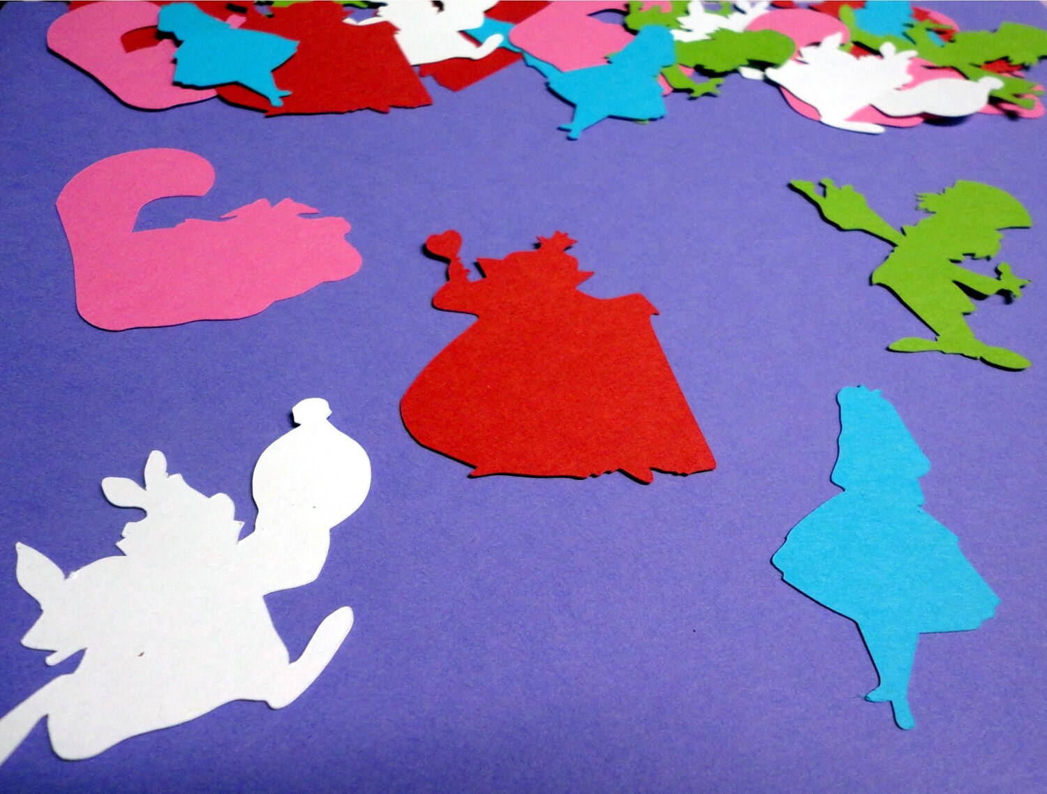 25 Alice in Wonderland Silhouette Cutouts Die Cut Paper