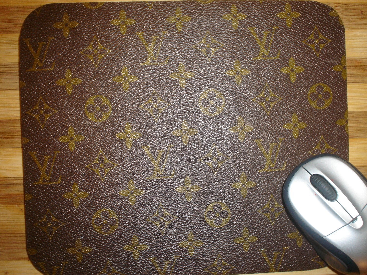 Louis Vuitton Monogram Leather Fabric Mouse Pad Recycled