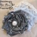 POSH Couture Silk and Pearl Fabric Flower Rosette cluster headband - Silver Gray Ivory Cream - (Custom Order) - Photography Prop - Wedding