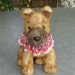 Bows & Stars Dog Scrunchie Necklace with red ribbon organza ruffle - S
