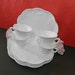 4 Milk Glass Snack Sets. 4 Plates and 4 Cups. Grape Harvest Pattern. Vintage. 1201