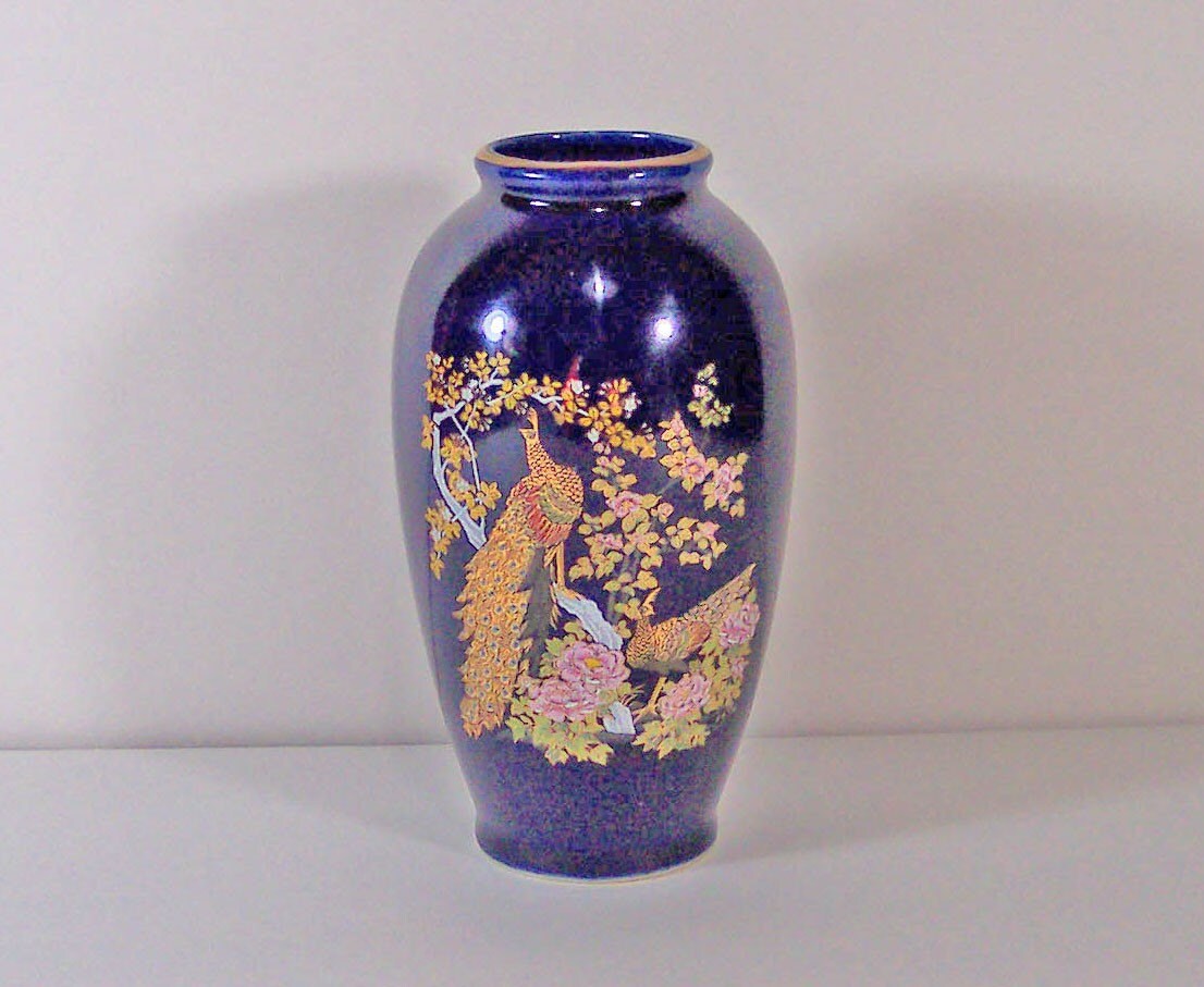 DARK COBALT BLUE JAPANESE VASE OR URN. by YesterdaysMemories09