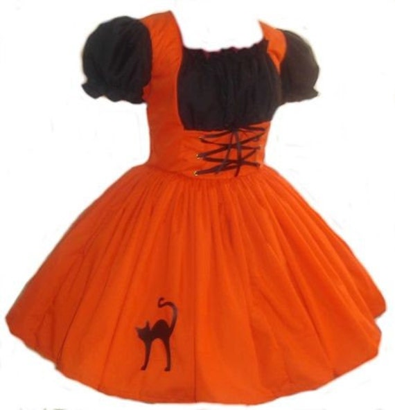 Orange Witch Halloween Costume Dress Orange and Black Costume