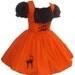 Orange Witch Halloween Costume Dress Orange and Black Costume with Cat Applique Cute Kawaii Custom Size