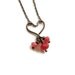 Valentine necklace. Black Heart Necklace, Pink Stones Necklace, Sterling Silver and Quartz necklace.