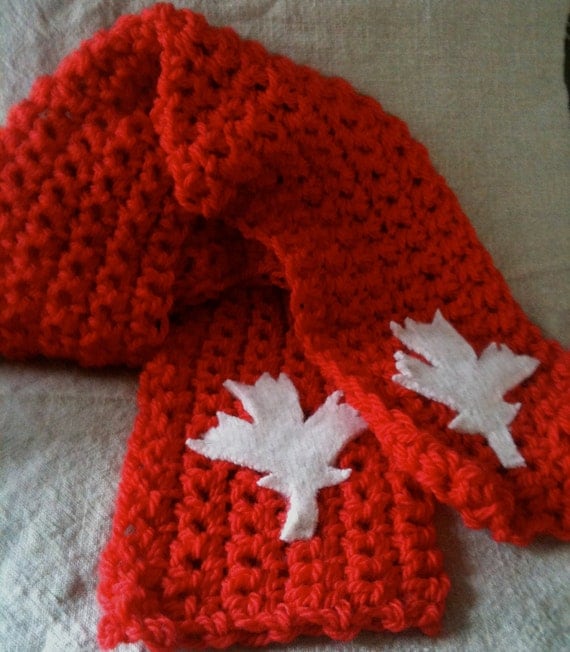Canada Scarf Red Maple Leaf Scarf Red Scarf with White
