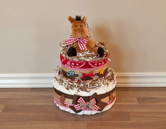 Retro Western Diaper Cake by BitsybirdBabyCo on Etsy