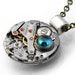 Steampunk Necklace, London Blue Topaz & Vintage Watch Movement - Long Chain Necklace