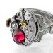 Petite Steampunk Ring, Ruby Crystal & Vintage Watch Mechanism - size 6 - 6.5