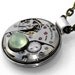 Steampunk Necklace, Aqua Chalcedony & Vintage Tissot Watch Mechanism - Long Chain Necklace