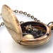 Pocket Watch Locket - Pearl Orb, Aragonite Heart & Key, Vintage Engraved Gold Reliquary Locket - Long Chain Necklace