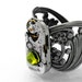 Steampunk Ring - Grassy Olivine Crystal & Vintage Watch Mechanism, Silver Filigree - Adjustable Ring