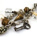 Steampunk Charm Bracelet - Vintage Charms, Key & Vial of Gold
