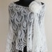 bridal knitted lace ivory shawl in mohair and silk