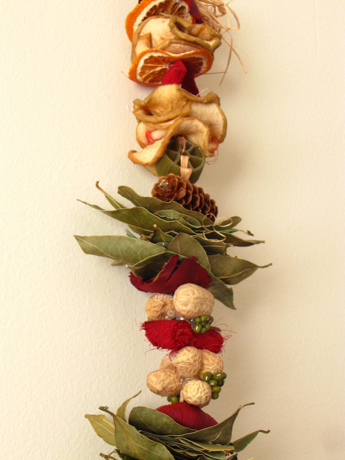 Dried fruit and leaf Garland by gingerbreadstreet on Etsy