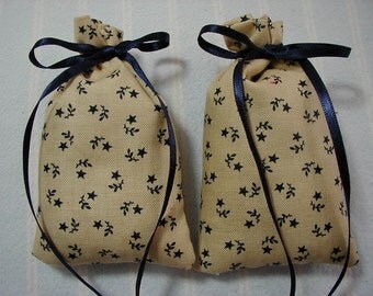 Patriotic 3"X2" Tan Sachet-'Hot Buttered Rum'(Type)-Fragrance-Light Brown/Navy Blue Masculine Sachet-Navy Blue Ribbon-Cindy's Loft-203