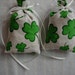 St. Patrick's Day Sachet-'Daffodil Fields' Fragrance-White and Green-Cotton 'Shamrock' Pattern Sachet-White Ribbon-Cindy's Loft