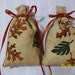 Tan Sachet-'Country Breeze' Fragrance-Bronze and Green Leaf/Bear Print-Cotton Fabric Sachet-Bronze Ribbon-Cindy's Loft