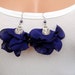 Purple handmade ruffles flower chiffon fabric dangle earrings Reserved for Tracy C