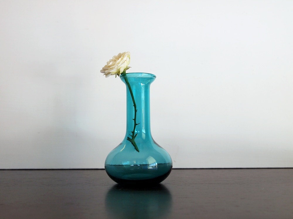 the Little Aqua Glass Vase vintage Euroglass by lonelybear