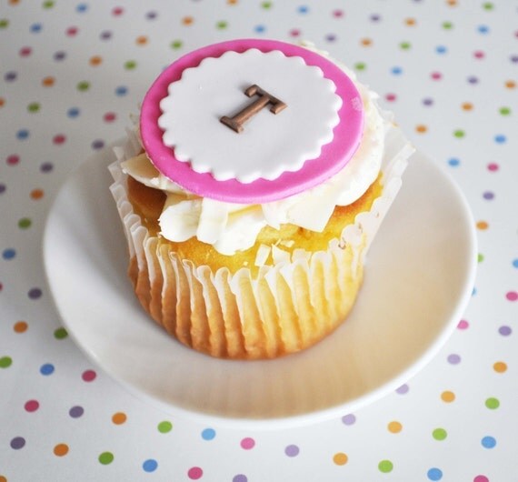 Items similar to Monogram Fondant Cupcake Topper for Birthdays, Showers