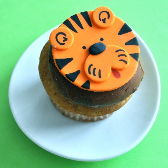 Tiger Fondant Cupcake Topper for Safari or Jungle Theme Party